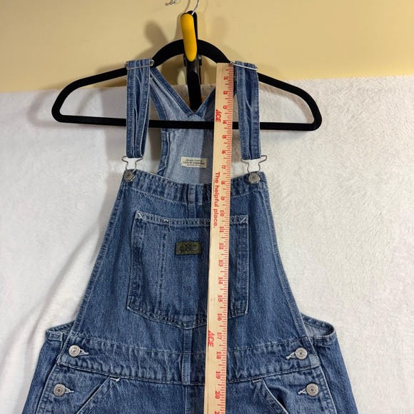 Levi's M Highwater Denim Overalls Distressed Acid Wash Wide Leg Cropped Grunge - Picture 9 of 12
